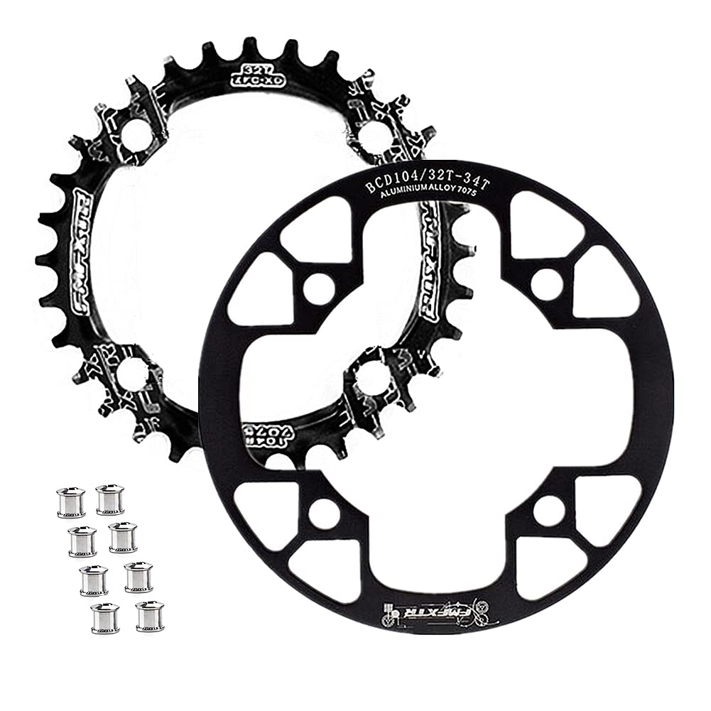 Kit Plateau 104 BCD WASAGA – Plateau Alu 7075, Protège-plateau Et 8 Boulons – Pour MTB, XC-AM, 32 à 42 Dents