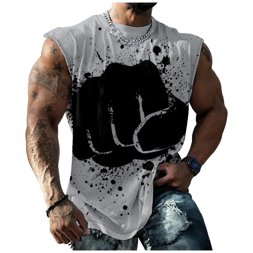 MARSVOVO Mens Tank Top Soft Fashion Graphic Tees Loose Casual Breathable Tropical Workout Muscle Shirts