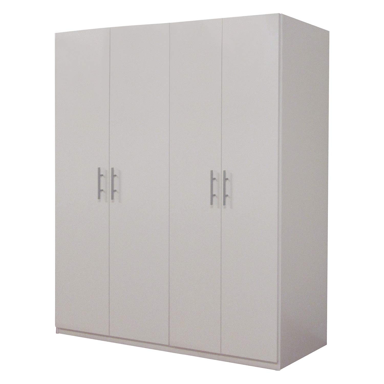 Dmora armadio 4 ante battenti,bianco opaco, cm 133x53x202, con tubo appendiabiti