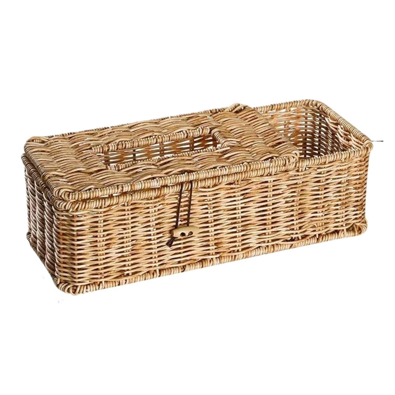 Hand Woven Holder Napkin Cover, Rattan And Wicker Storage, Detachable Tissue Box, Desk, Hand Woven Holder, Basket(Color1)