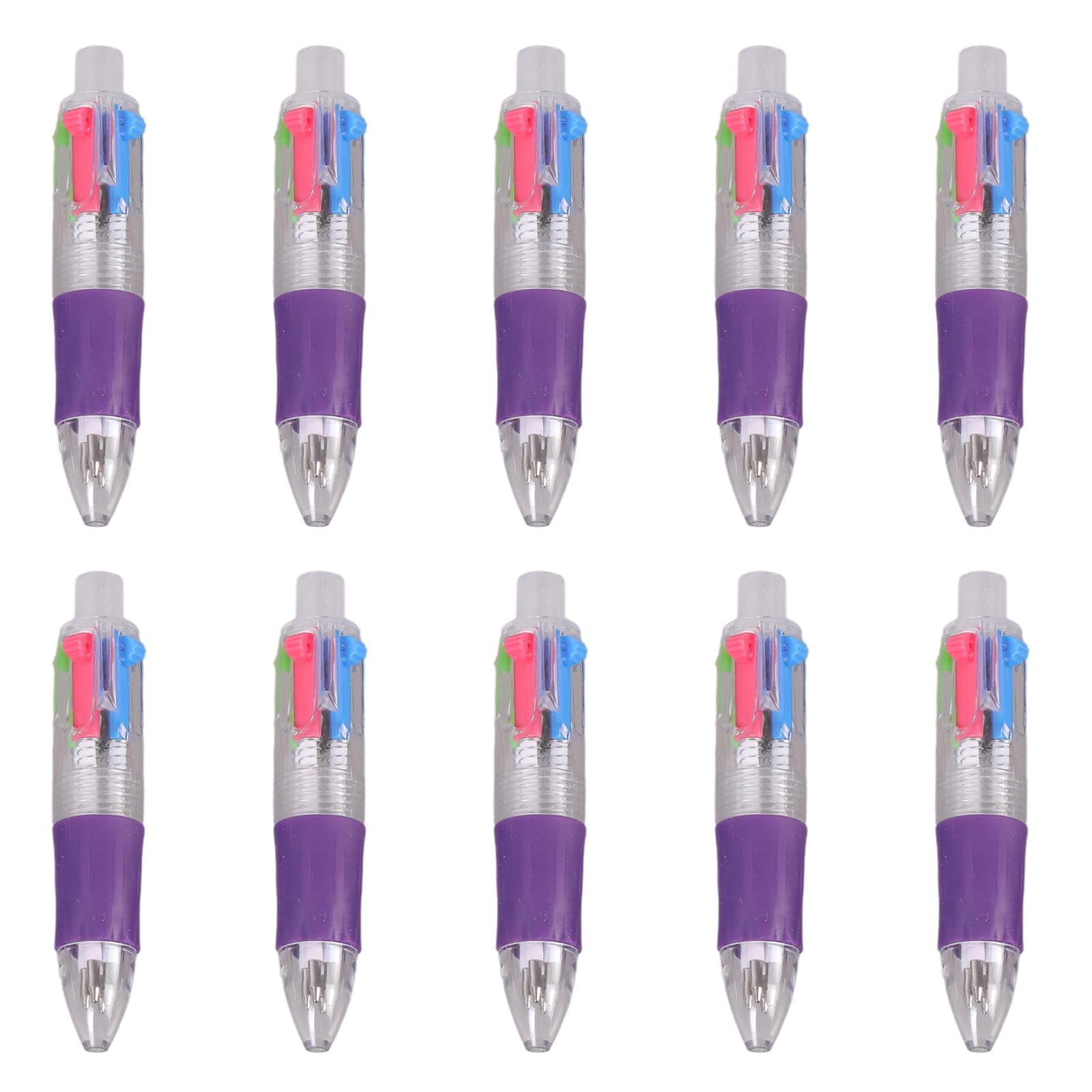 Buxuaaaa Plum 10Pcs Retractable 4-Color Ballpoint Pen, Compact Multicolor 1.0Mm Pens For Students School Small Ballpoint Pen