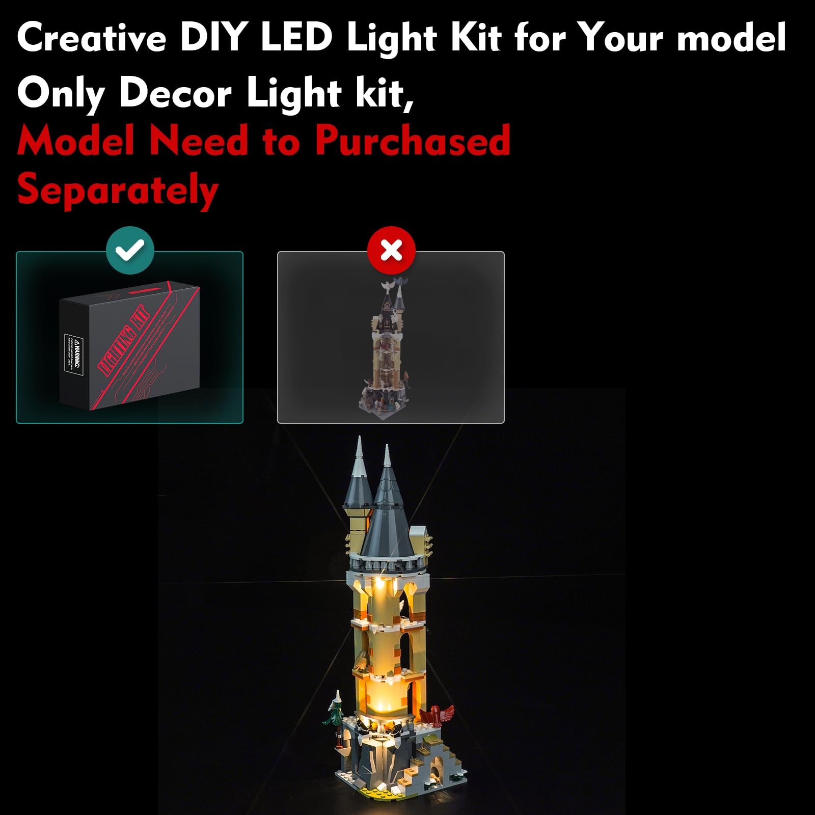 LocoLee LED Light Kit Compatible with Lego Hogwarts Castle Owlery 76430 (No Models Only Light) Creative Lighting Set Accessories Compatible with Lego Hogwarts Castle Owlery 76430 Set