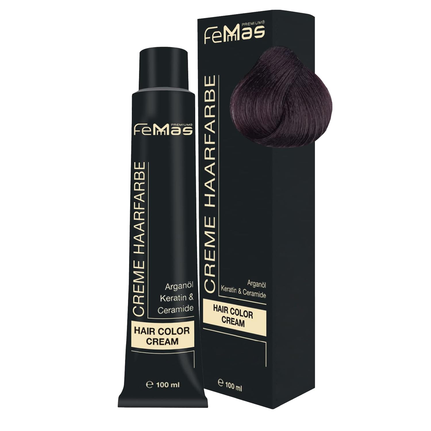 FemMas Tinte para el cabello marrón claro chocolate intenso 5.99 I Crema profesional tinte para el cabello con aceite de argán, queratina y ceramidas, coloración permanente del cabello o tinte para