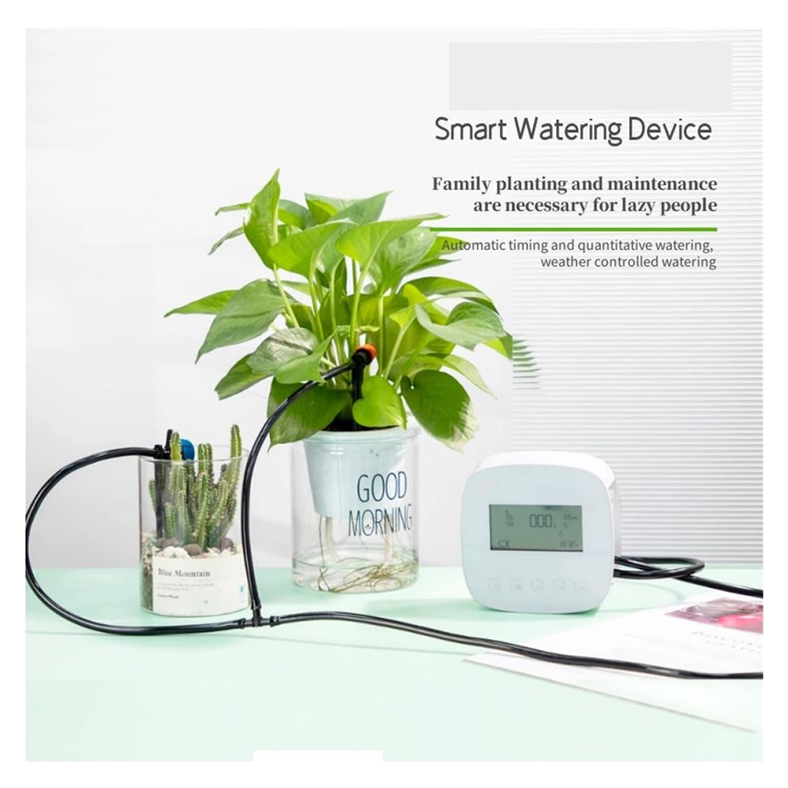 Limpiador a vapor, Wifi Smart Dual System 550ml/Min Automatic Riesing Machine Herramientas Conjunto de riego Sistema 5+1+ Programable semanal Para pisos y coche(Without solar panel)