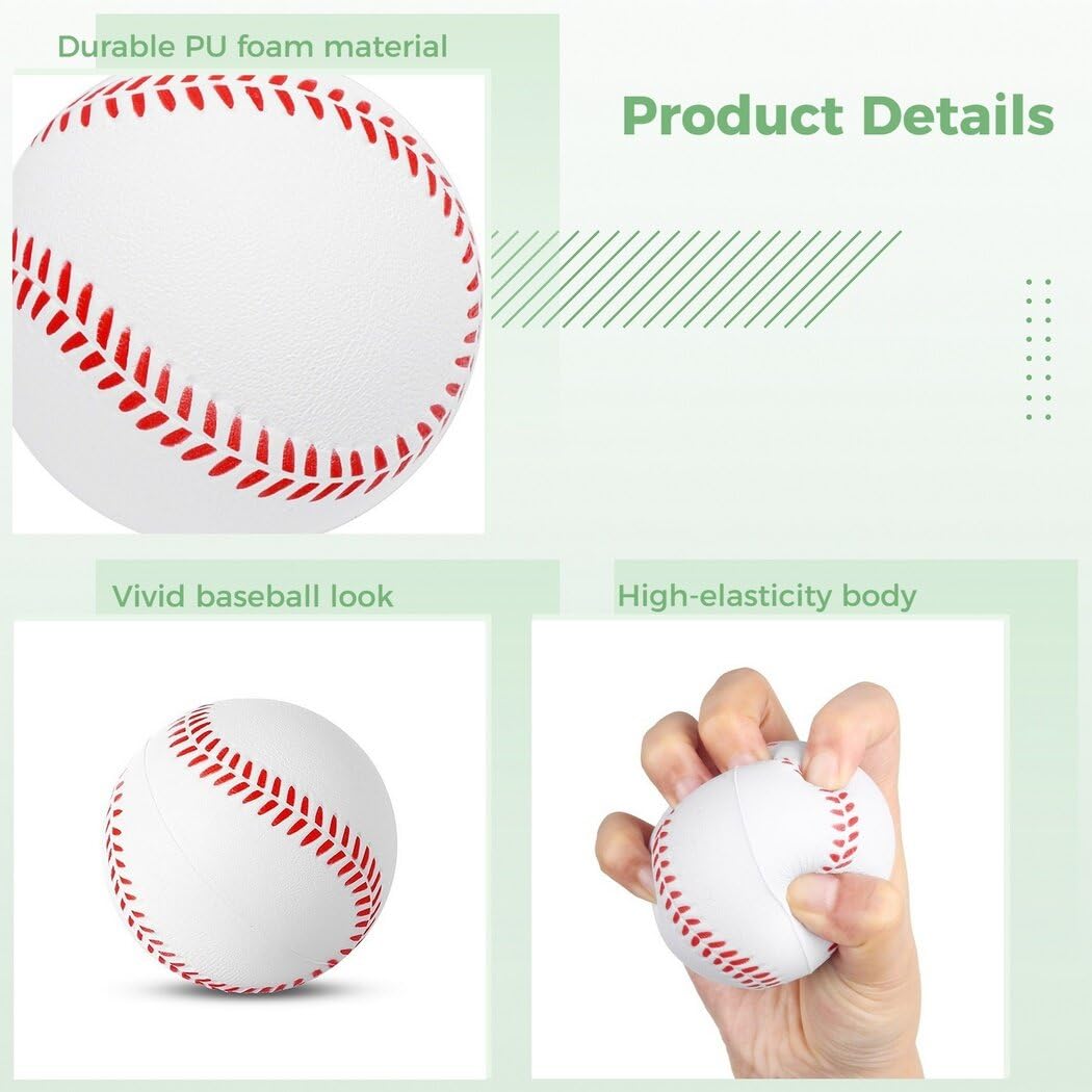 Mini palle da baseball in schiuma, confezione da 12, palline morbide antistress per adolescenti, palline da allenamento sportive da 5,6 cm per pratica di battuta e cattura, ideali per feste e