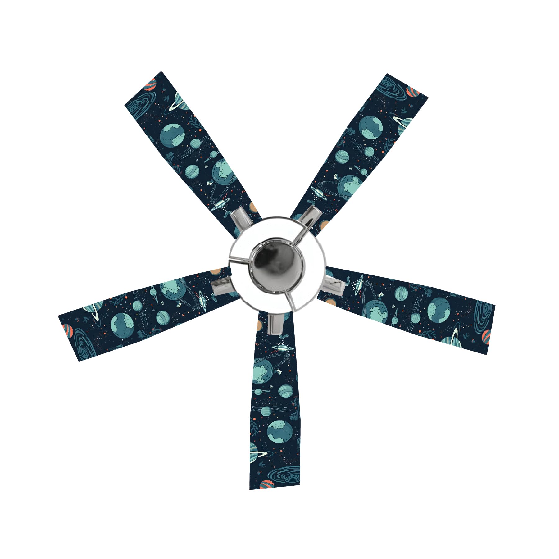 VVWV Planets Aesthetic Space Sky Themed Ceiling Fan Blade Cover for Kids Bedroom, Kindergarten, Nursery, Home Etc | Vinyl Printed Decor Stickers L x H 16 x 50 Cms | 5Pcs-picture-12