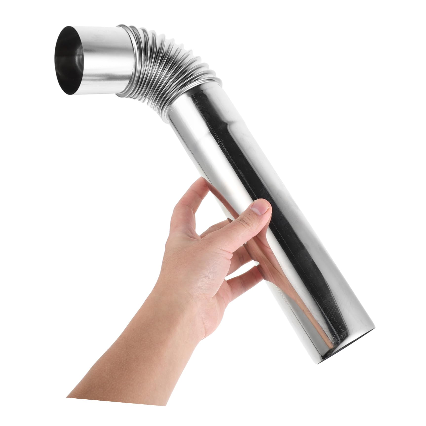 Set 2 Pezzi Tubo Stufa Esterna in Acciaio Inox 6 CM Gomito 26 CM, Prolunga Canna Fumaria Resistente alle Intemperie per Campeggio e Riscaldamento All’Aperto