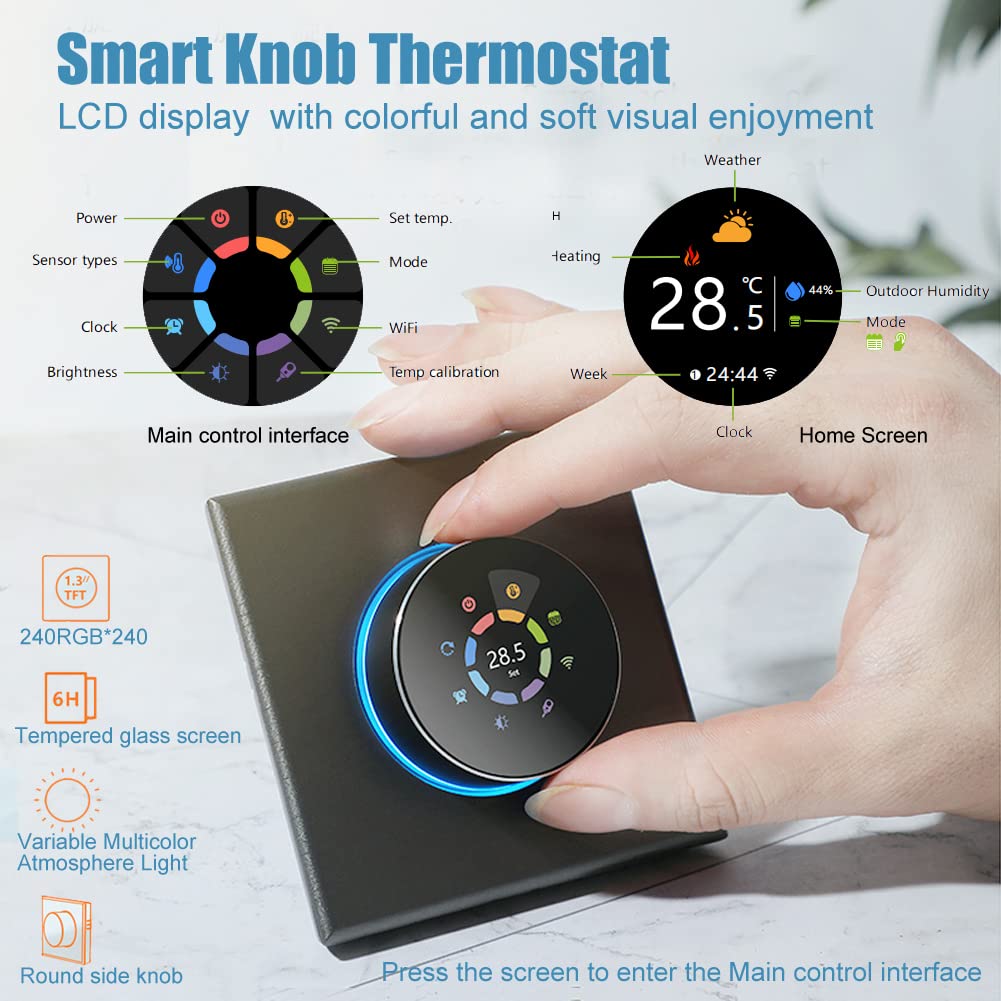 Termostato Caldaia A Gas Wifi con Digitale Programmabile,Cronotermostato wifi Smart Compatibile con Alexa Google home,Termostato Ambiente Intelligente Controllo Vocale