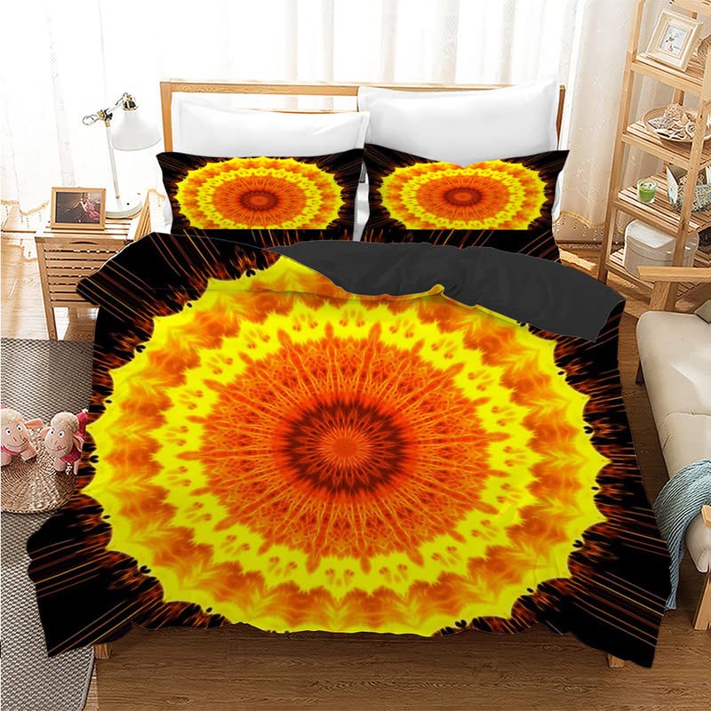 Housse de couette 240 x 260 mandala noir microfibre 110g parure de lit adulte zip