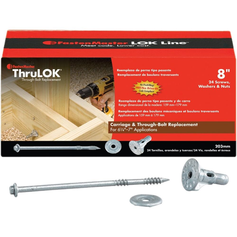 FastenMaster FMTHR008-24 ThruLOK Screw Bolt Fastening System, 8 Inches, 24-Count, Silver