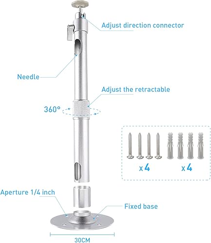 Miniatura 3 de NIERBO Colgador universal de montaje en pared para proyector, cabezal giratorio de 360 con longitud extensible, soporte de montaje de 11.8 a 19.7