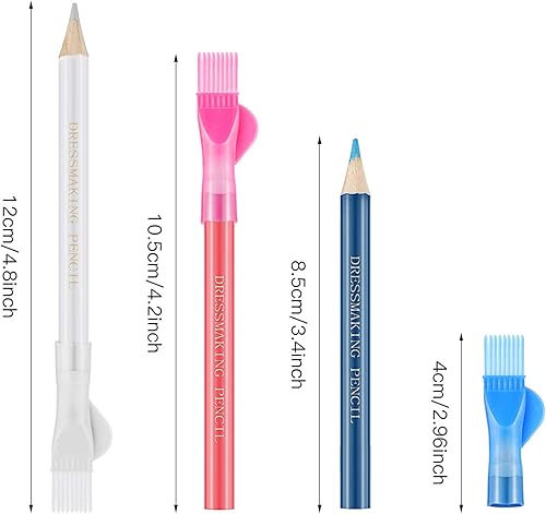 Miniatura 2 de 12 lápices de tela de costura, solubles en agua, lápiz de marca de sastre, lápiz de tela de modista con tapa de cepillo para sastre o marcador