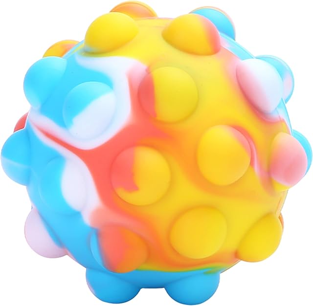 Pop Stress Balls by Tilcare Chew Chew - 3D Squishy Bubble Balls for Kids and Adults with Autism - Food Grade Silicone Sensory Fidget Toys for Toddlers - Washable and Reusable