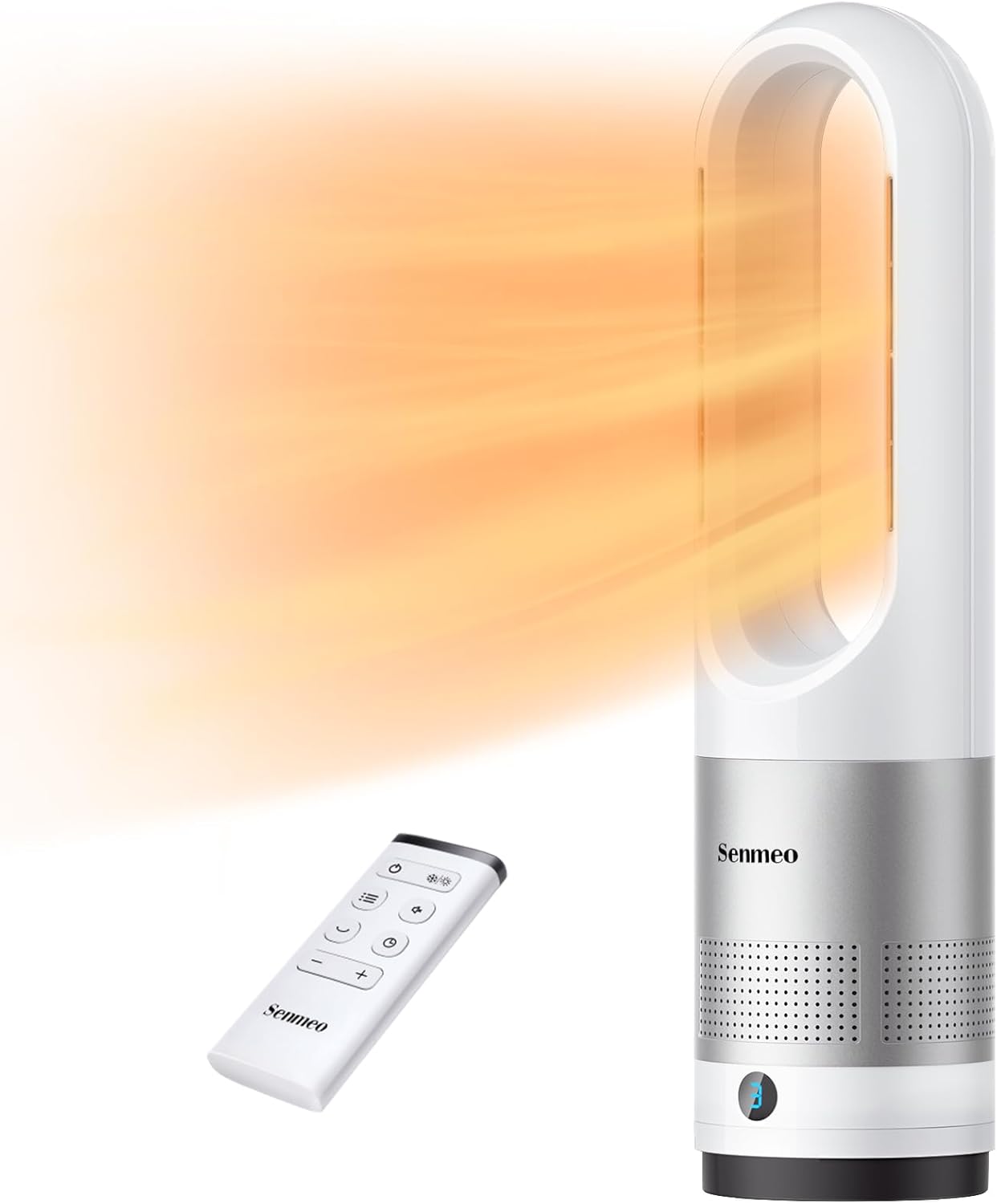 Electric Heater 1100W, 2S Rapid Heating Space Heater Low Energy Silent, 13 Modes, 10m Remote, 9H Timer, 80 Oscillating, Ceramic Heater Fan with Overheat & Tip-Over Protection White + Silver