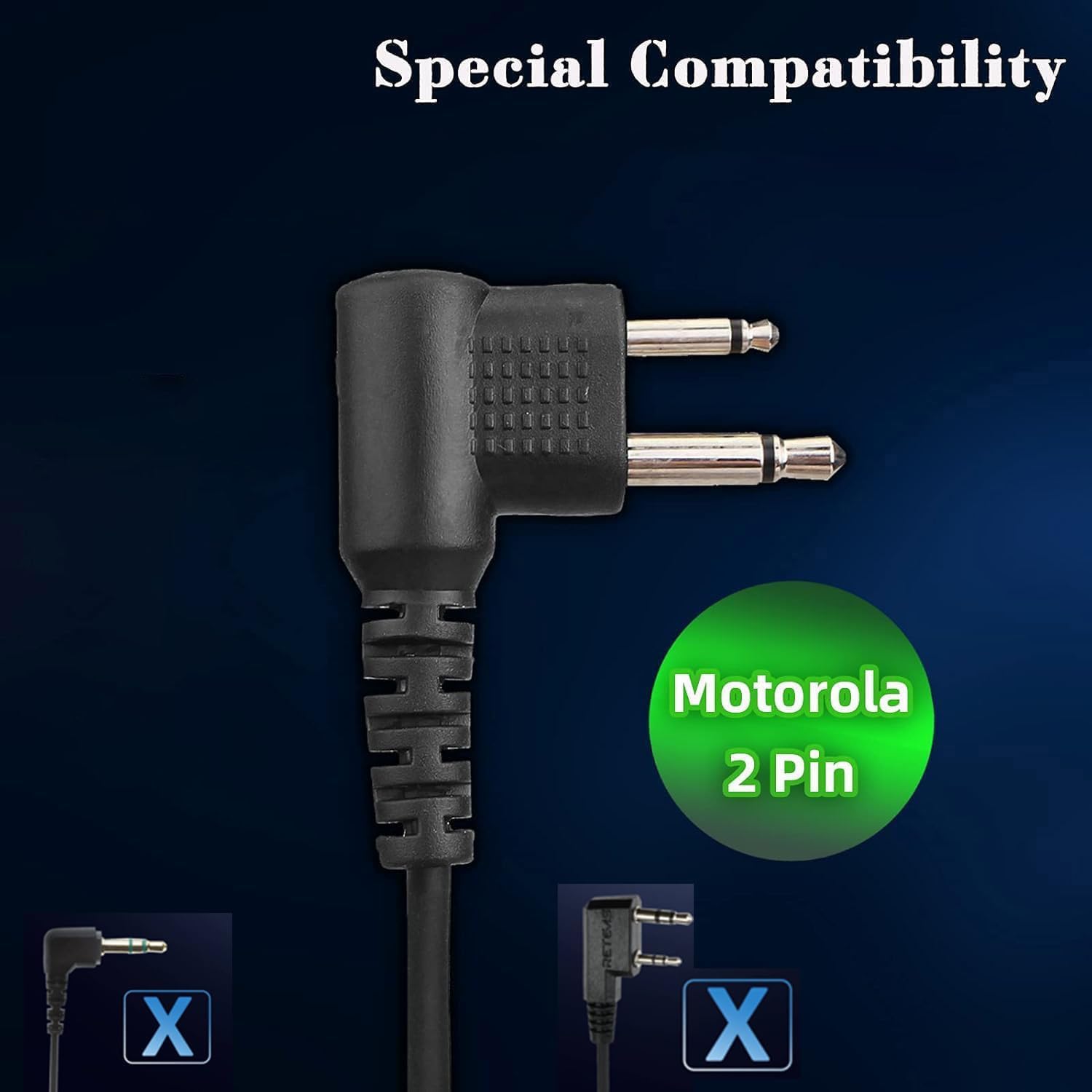 Retevis Walkie Talkie Auricolare 2 Pin Cuffia con Acustico Trasparente Tubo Compatibile con Motorola DP1400 CP040 GP68 GP88 GP300 CT150 Pro1150 HYT TC-500 TC-600 Ricetrasmettitore(1 pz)
