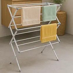 Varal Vertical De Chão Retrátil Dobrável 3 Andares Reforçado Base Antiderrapante 10kg Leve Portátil Para Pequenos Espaços Resistente