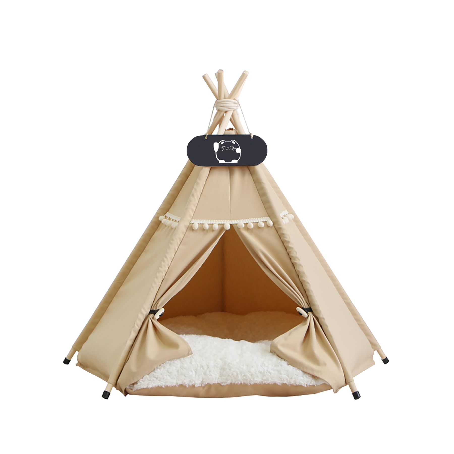 LINCYS Pet Teepee with Pillow Bed for Dogs and Cats, Cats with Washable Pillow, Dog Cat Tent Removable and Washable,D,S