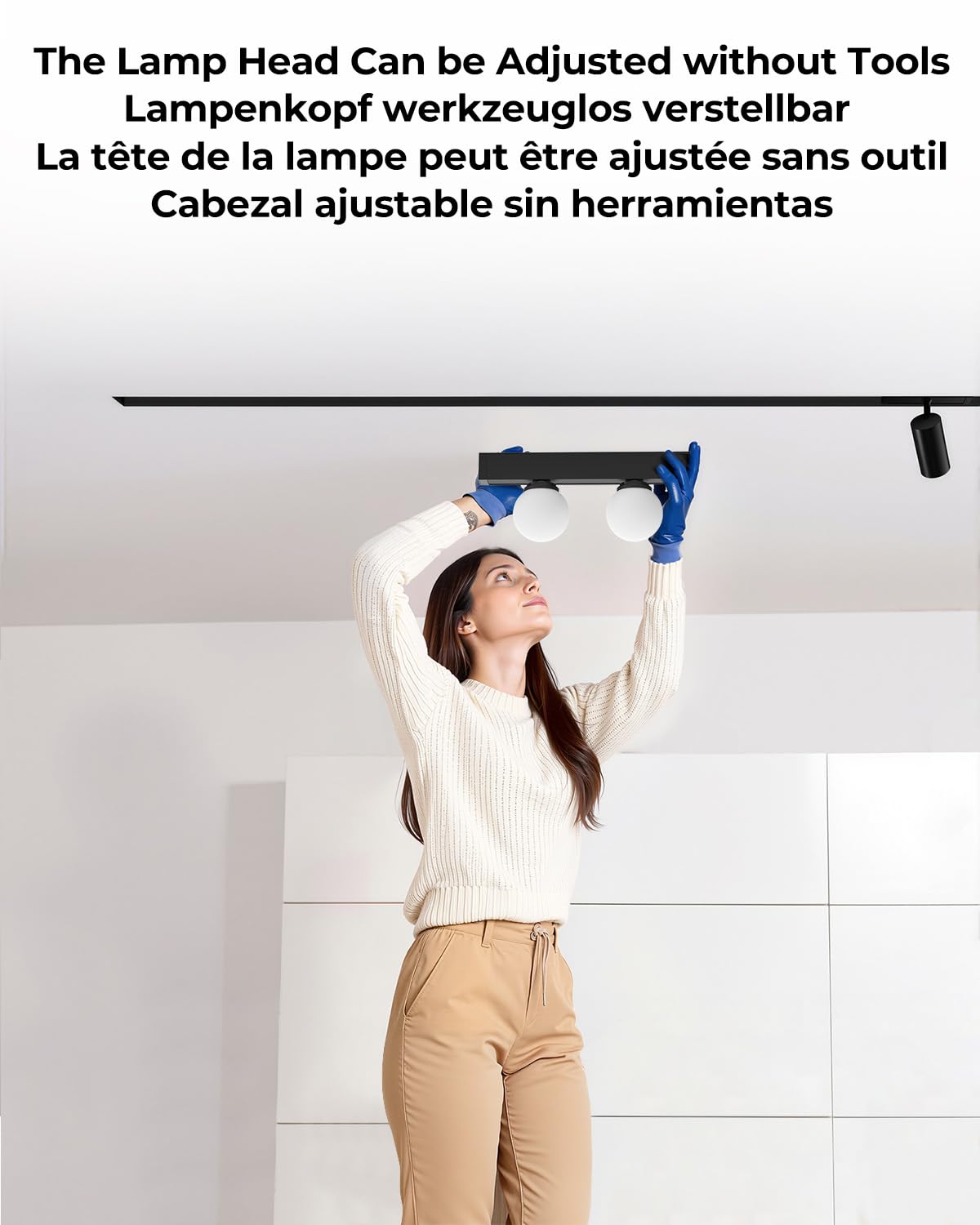 SCON Lot de 6 systèmes d'éclairage encastrables à intensité variable pour salon, bureau, éclairage intérieur, guide linéaire en aluminium, 100cm de long, noir, moderne, DC 24 V