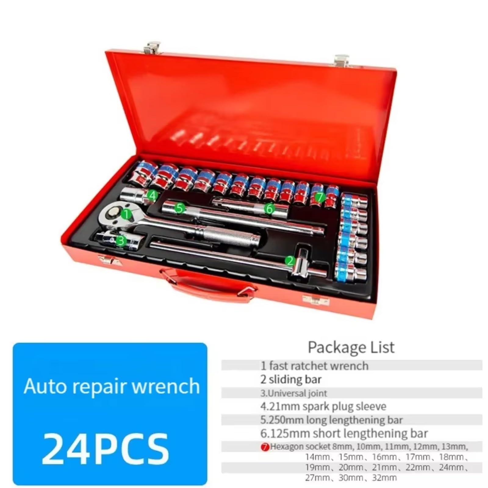 Set attrezzi da meccanico 24 Pz/set Chiave A Cricchetto A Esagono Incassato Strumenti Combinati Chiave Multifunzionale Set Di Attrezzi Manuali Per Riparazione Auto