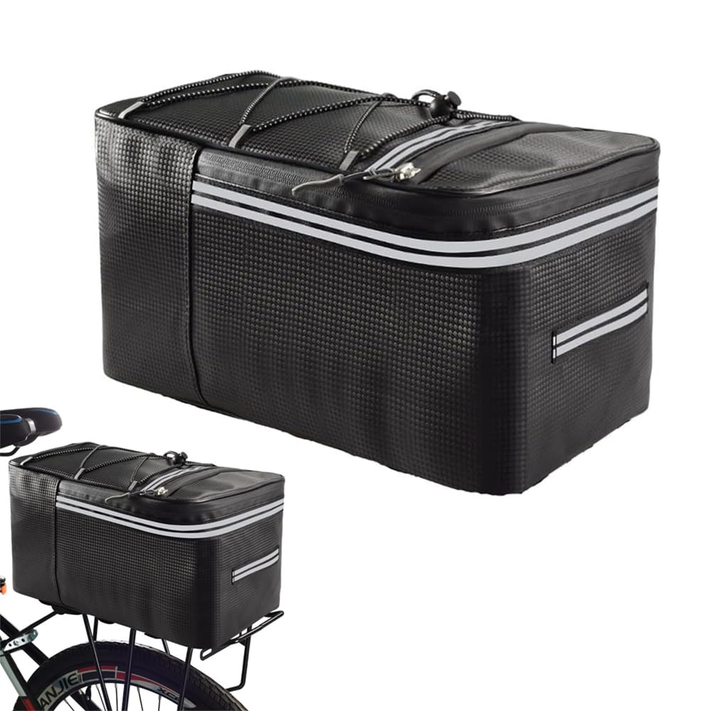 Portapacchi per Bicicletta Riflettente, Borsa Posteriore Bici, Borsa Bici Posteriore Cremagliera, con Strisce Riflettenti e Cerniera Impermeabile, per Gli Articoli per Trasporto di Biciclette, 15 L