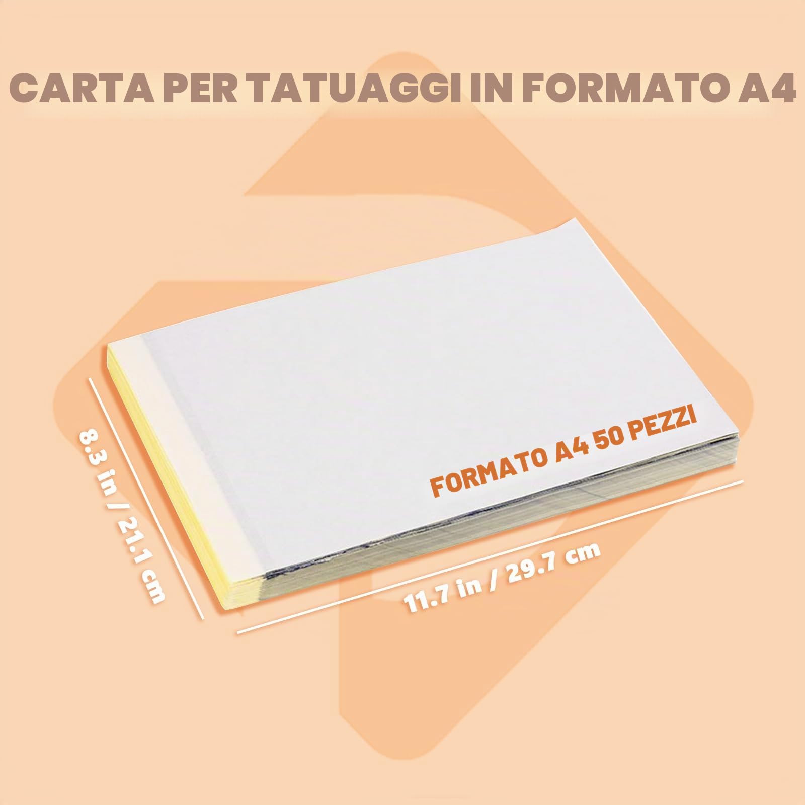 50 Fogli Carta per Trasferimento Tatuaggi - PEPAX Carta per Stencil 4 Strati Carta Termotrasferibile 21.6 x 27.9 cm Formato A4 Carta per Tatuaggi per Forniture per Tatuaggi