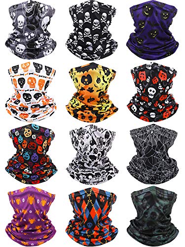 Adult Neck Gaiter Balaclava Breathable Face Cover Scarf Unisex Face Bandana for Halloween Party, 12