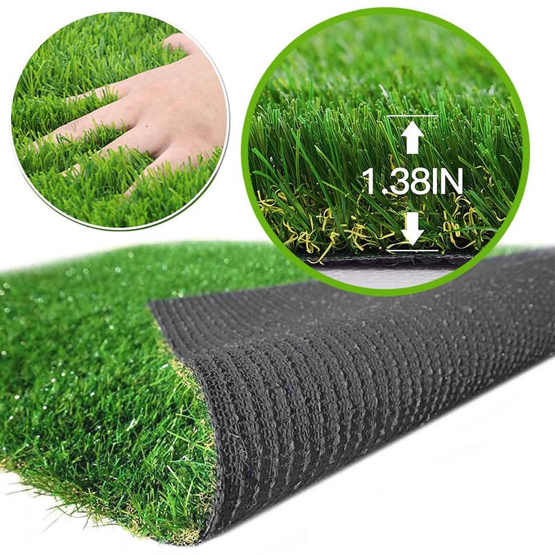 Astroturf - Erba sintetica spessa e realistica, 3,5 cm x 1,5 m, per interni ed esterni, tappeto per giardino, cortile, patio, balcone