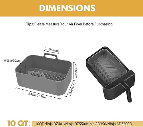 Miniatura 7 de 2 forros de silicona rectangulares para freidora de aire Ninja Foodi doble reutilizable de silicona Airfryer Liner rectangular de silicona para