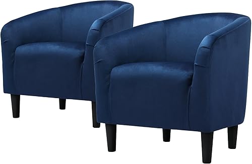 Topeakmart Silla decorativa de terciopelo, cómoda y moderna silla de club de terciopelo con reposabrazos y patas resistentes para sala de Azul