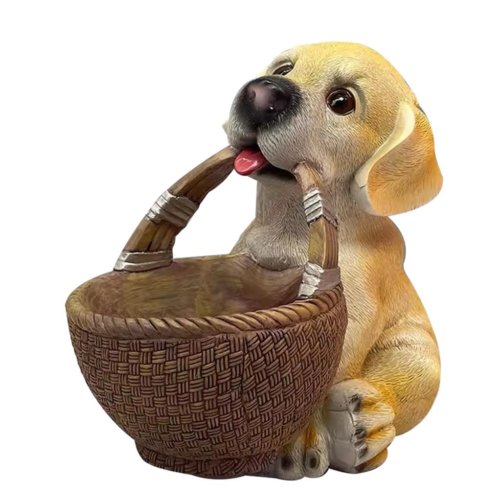 Sculpture de chien avec plateau à clés en résine pour décoration de table basse salon