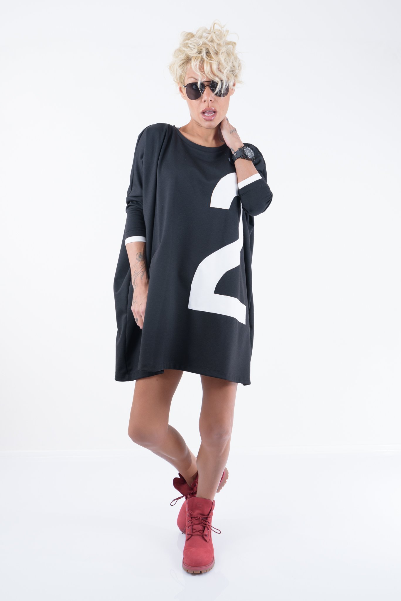 black tunic dress plus size