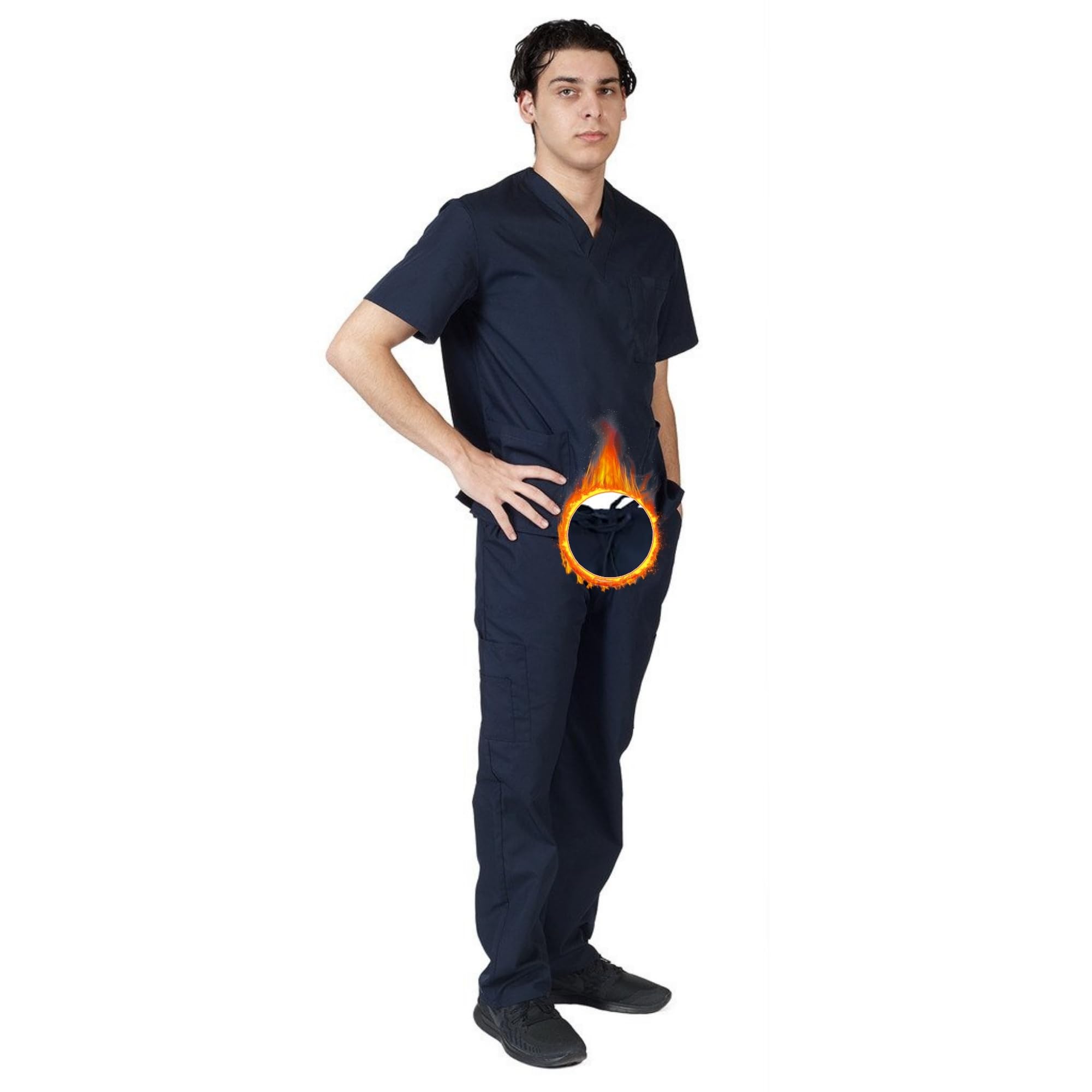 M&M SCRUBS Men Scrub Set Medical Scrub Top and Pants XS Dark Navy Blue