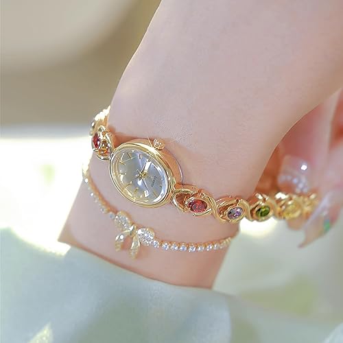 Miniatura 3 de BESTKANG Elegante reloj de pulsera vintage dorado para mujer, reloj de cuarzo con esfera ovalada, reloj de pulsera impermeable para mujer