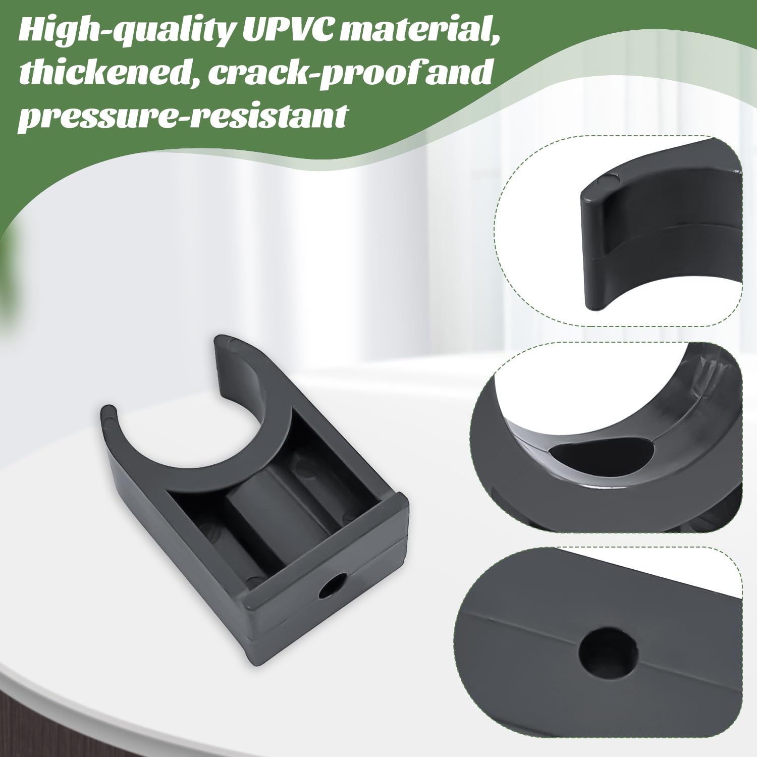 8 Pcs UPVC Pipe Clips, Water Tube Clamp for TV Trays Tubing Hose Hanger Support Tubing Black Fixing Bracket (20mm) - Image 3