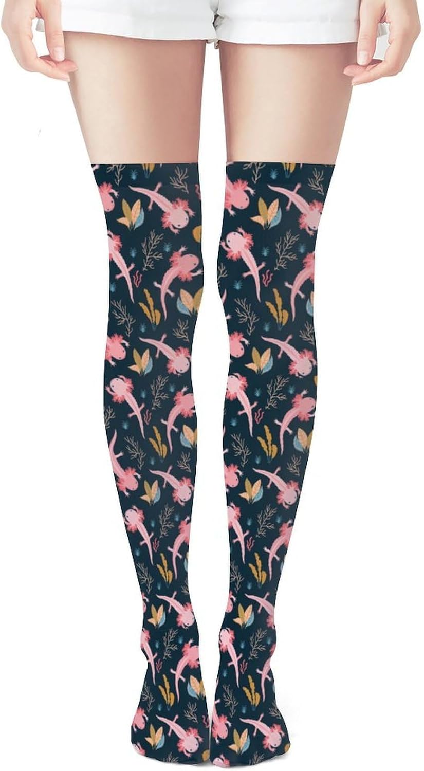 Axolotl Sea Weed Women Knee High Socks Novelty Thin Thigh Long Stockings Tube Sock Dress Casual