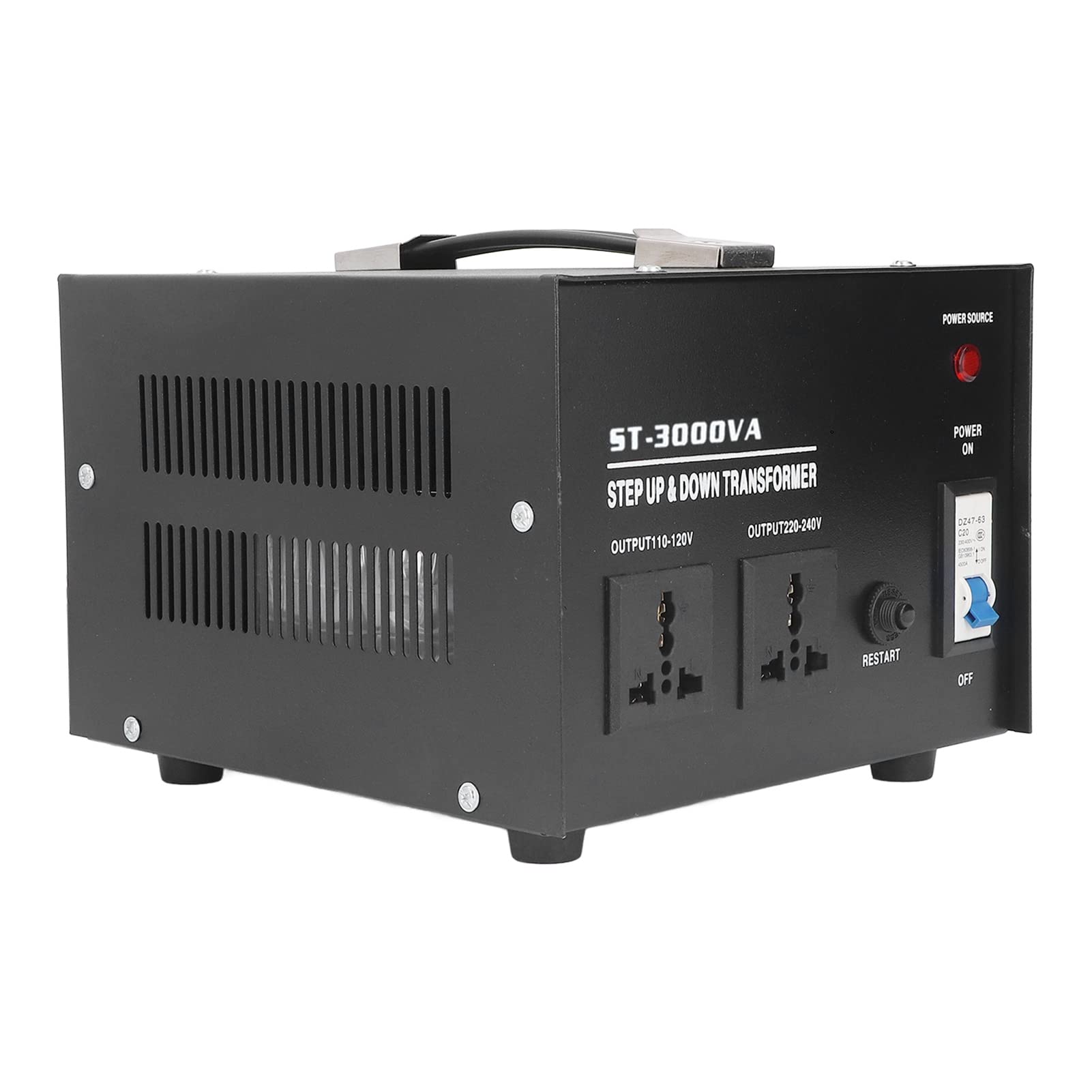 FTVOGUE Transformador de Voltaje de CA, Convertidor de Potencia de 3000 W Convertidor de Voltaje Reductor Elevador, Diseño de Transporte Compacto, Uso de Refuerzo de Potencia para Técnicos de