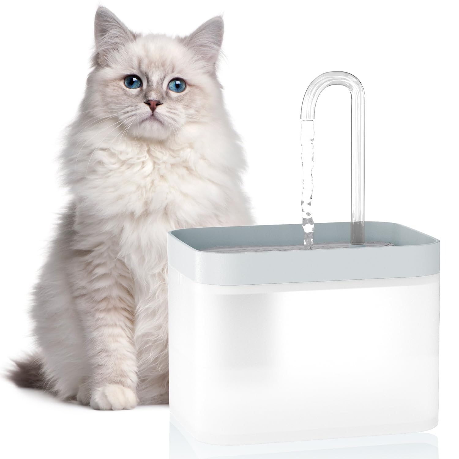 Fuente para Gatos, Bebedero Gatos, Fuente de Agua para Gatos, Fuente Agua Gatos Ultra Silenciosa con 1 Filtro de Carbón Activado, 1 Bomba USB Ajustable, Cat Water Fountain (Blue, 1,5L)
