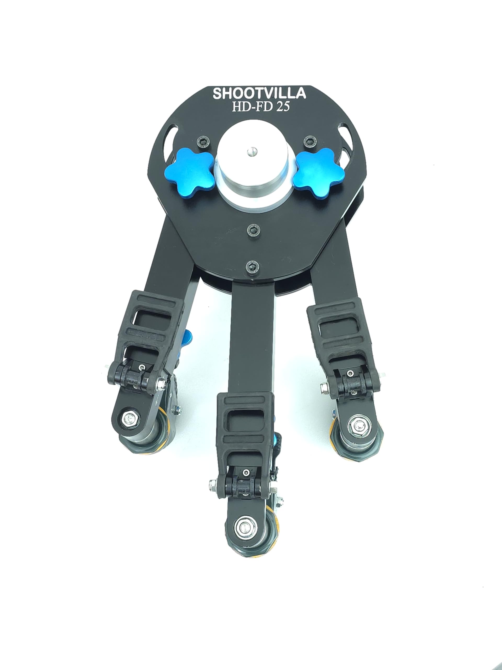 Shootvilla Heavy-Duty Studio Camera Dolly Euro Mount for Bazooka,Tripods, Jibs & Cranes up to 450kg/1100lb. Track Compatible, Lightweight Aluminum Made. W/Wheel Lock, Collapsible (SV-HD-FD-25)