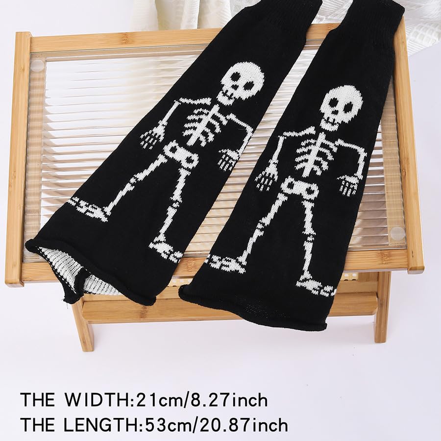 Image of WODECASA Girls Kawaii Leg Warmers Knitted Flared Leg Sleeves Goth Crochet Baggy Cuff Ankle Heap Socks