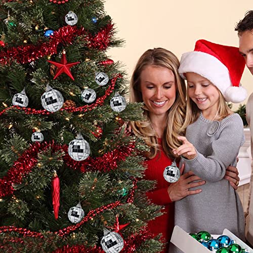 Xcrui 24 Pcs 1.6” Mini Disco Mirror Ball ,Christmas Balls Ornaments Xmas Tree Hanging Balls Pendants With Fastening Strap For Bar Party Wedding Christmas Xmas Tree Home Decoration #TOP2