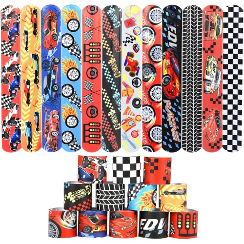 Schnapparmband Kinder 24 PCs Slap Armbänder Super Slap Armbänder Rennenwagen Slap Band Kindergeburtstag Mitgebsel für Jungen und Mädchen Cover