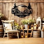 Personalized Lake House Metal Wall Decor Custom Rustic Country Home Wall Art Customized Name Sign Decor for Cabin Cottage Lake Life