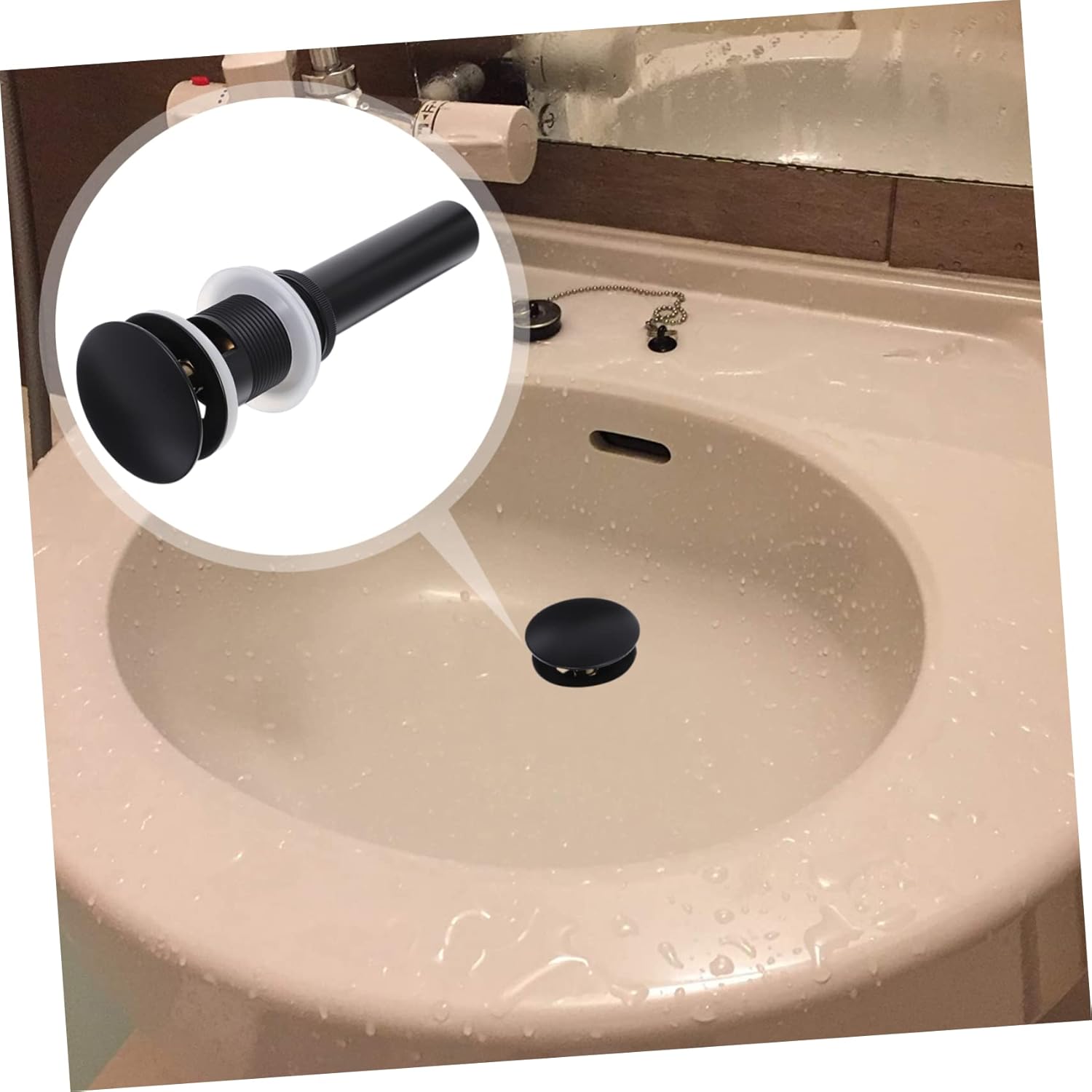 ARTIBETTER 4pcs Vanity Sink Drain Stopper Copper up Drain for Bathroom Overflow -clog Design Modern Hair Catcher Easy Installation Without Tools