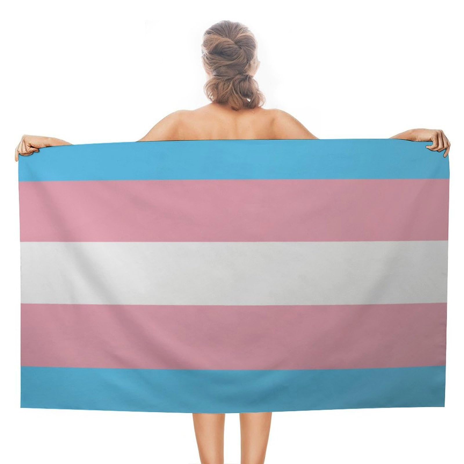 LEDFCVSU Beach Towel, Transgender Flag Bath Towel, Absorbent Towel for Swimming, Sports, Travel