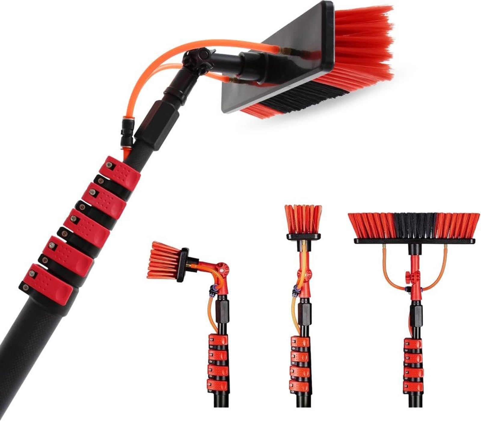 Solarpanel-Reinigungsbürsten-Set, Teleskop-Reinigungsstange, wasserbetriebener Teleskopstab, verstellbare Teleskopstange, kommt mit T-förmigem Bürstenkopf, Rakel und Reinigungsmittelflasche (55 cm