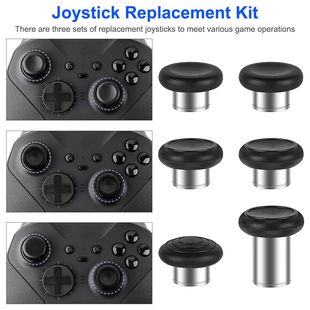 AXFEE Joysticks Metálicos de Repuesto para Xbox Elite Series 2, Xbox Elite Series 2 Accesorios, Thumbsticks de Metal Para el Controlador, 13 Piezas, para Xbox Elite Series 2 Core, (Negro)