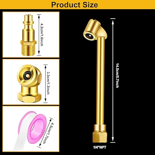 Miniatura 3 de GODESON Juego de mandril de aire, 2 mandriles de aire de doble cabezal resistente, 2 portabrocas de neumático de bola cerrada con FNPT de 14
