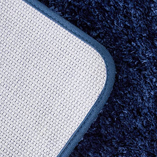 MIULEE Bath Mat Non Slip Absorbent Bathroom Soft luxurious Shower Small Mat Doormat Inside Rugs Kitchen Rugs Carpet Mat Washable for Bathroom Bedroom Kitchen Entrance 40x60 cm Dark Blue - Image 3