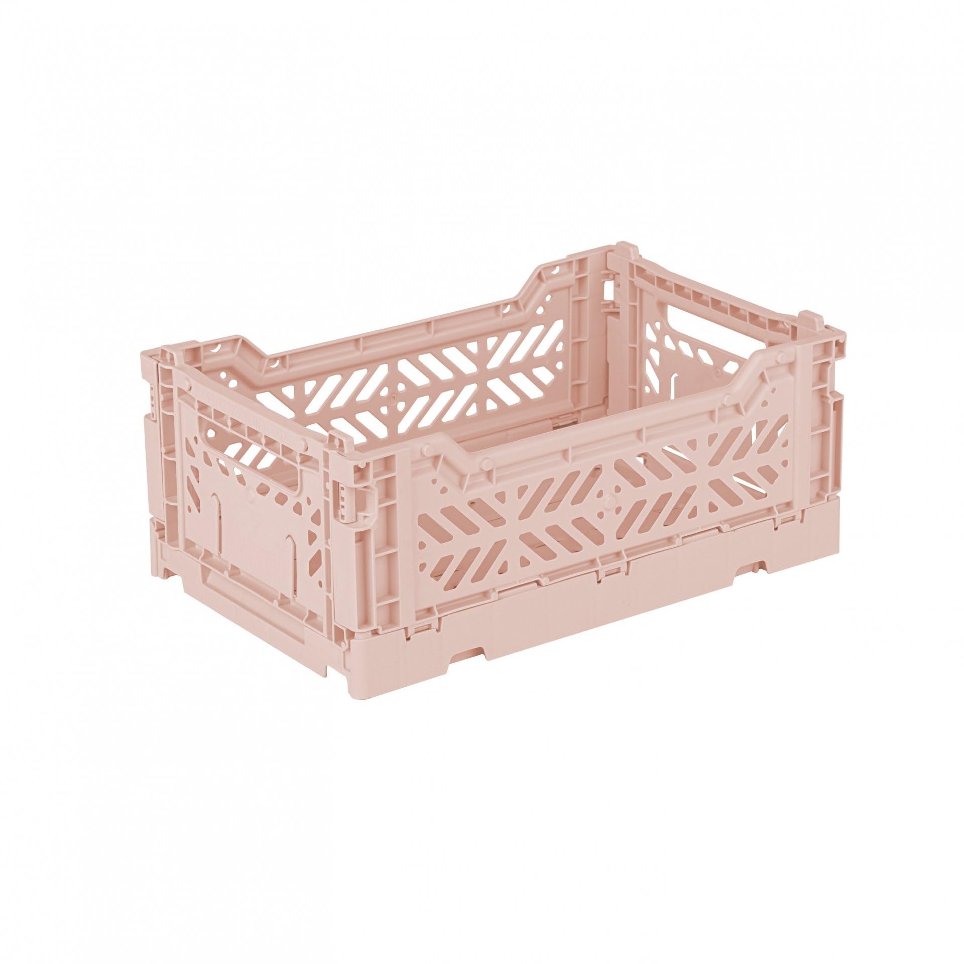 AYKASA Folding Crate, Sturdy Folding Box, Plastic, Stackable, Milk Tea, Mini (27 x 17 x 11 cm)