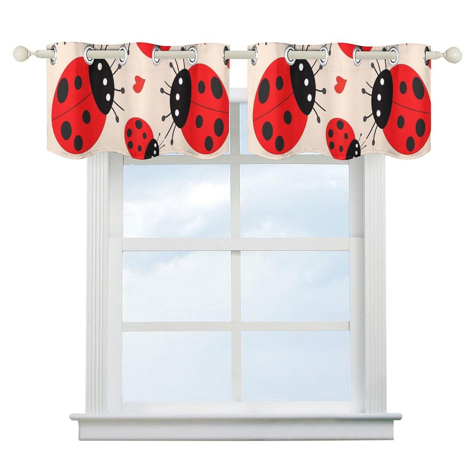 Rideau de cuisine isolant au motif coccinelle pour une ambiance estivale et fraîche
